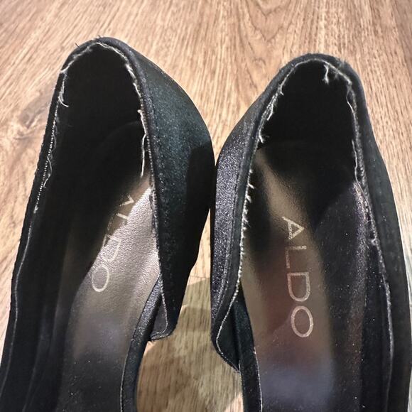 Aldo black platform satin opens toe heels with bow detail size 37/7 - Picture 9 of 9